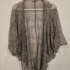 Anna & Ava Lace Poncho - Gray